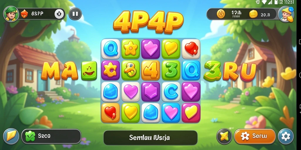 Screenshot 4P4P menampilkan aksi mencocokkan elemen dalam gameplay Match-3 yang menarik.