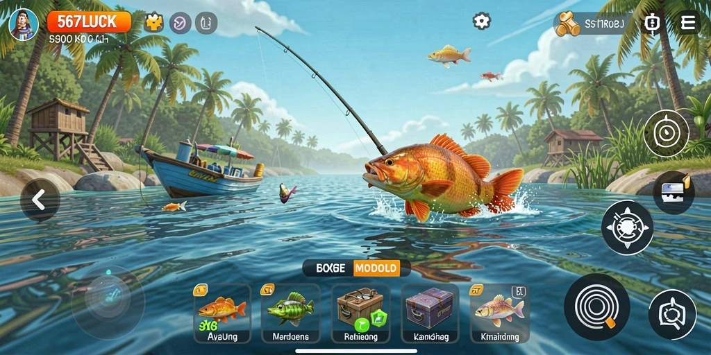 Tangkapan utama dalam gameplay 567LUCK dengan berbagai jenis ikan.