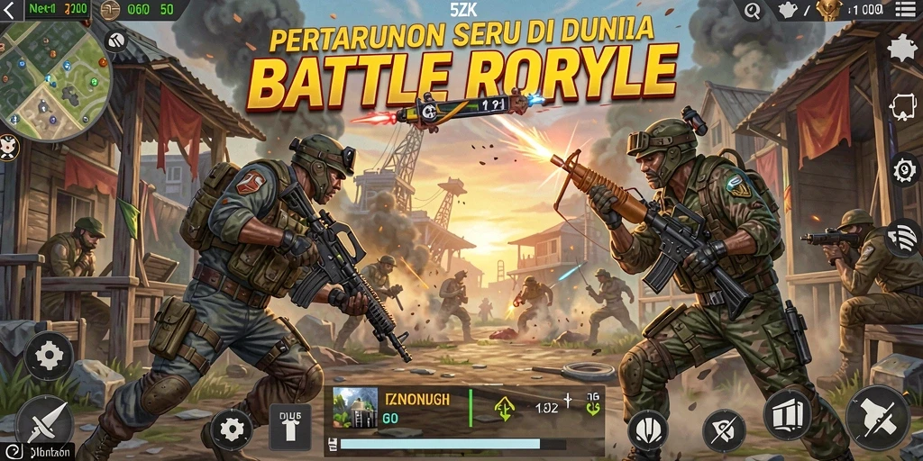 Screenshot gameplay 5ZK menampilkan pertarungan sengit di medan perang.