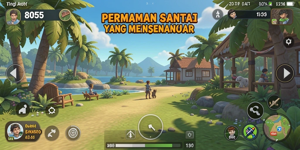 Screenshot gameplay 8055 menampilkan karakter yang berinteraksi dengan lingkungan.