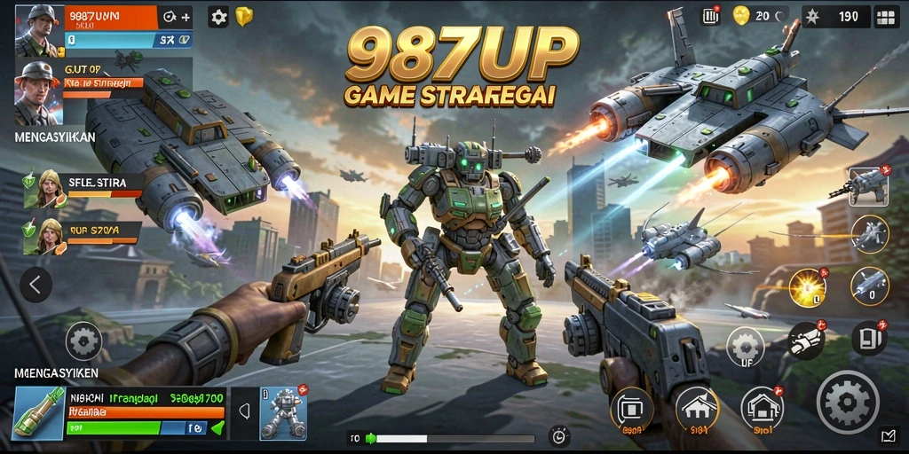 Tangkapan layar gameplay 987UP yang menunjukkan aksi pertempuran strategis.