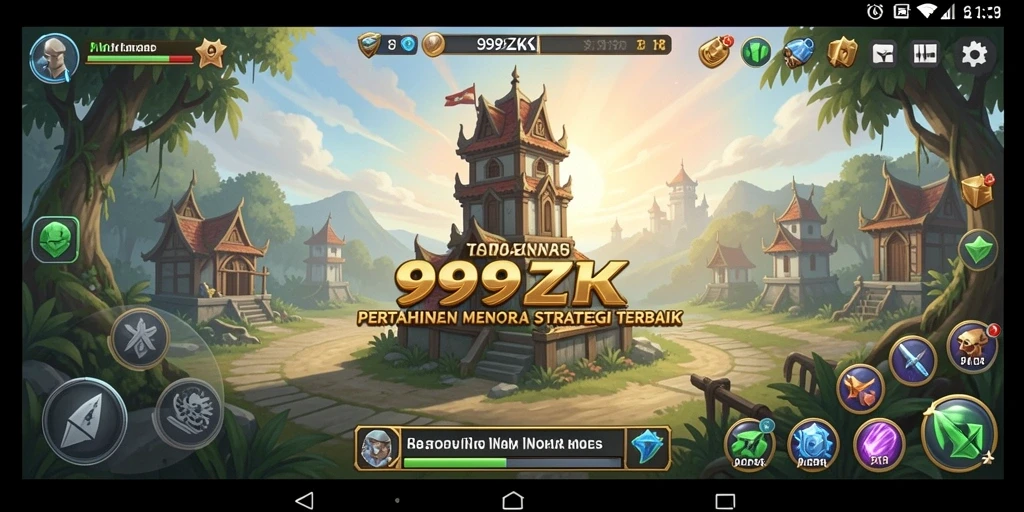 Screenshot menampilkan aksi mendebarkan dalam 999ZK Tower Defense.
