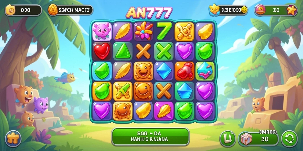 Screenshot gameplay AN777 menampilkan aksi mencocokkan kelereng yang seru.