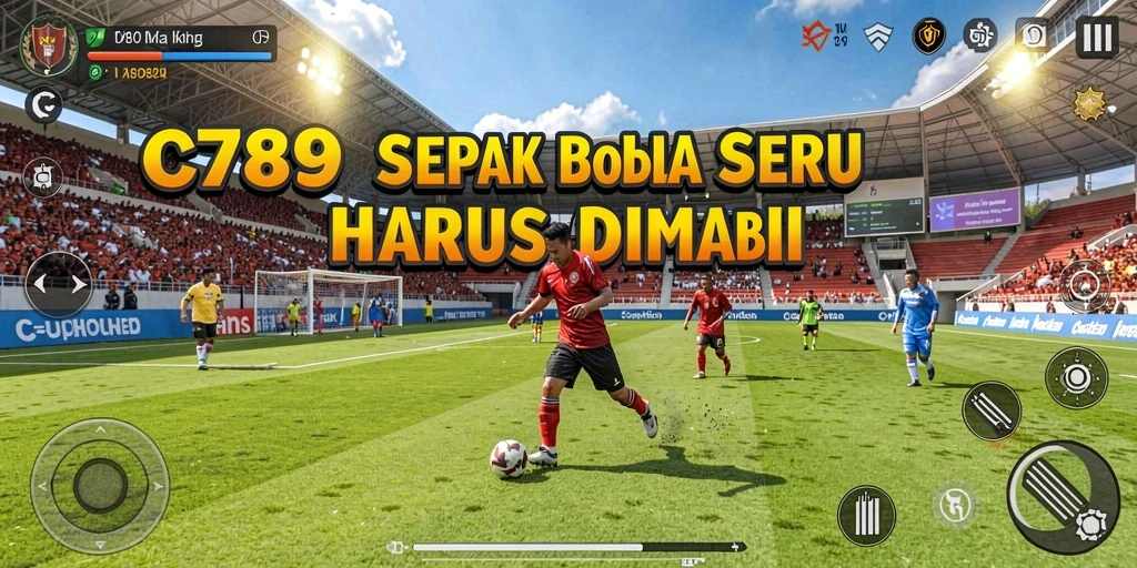 Screenshot C789 menampilkan aksi dramatis dalam pertandingan sepak bola.