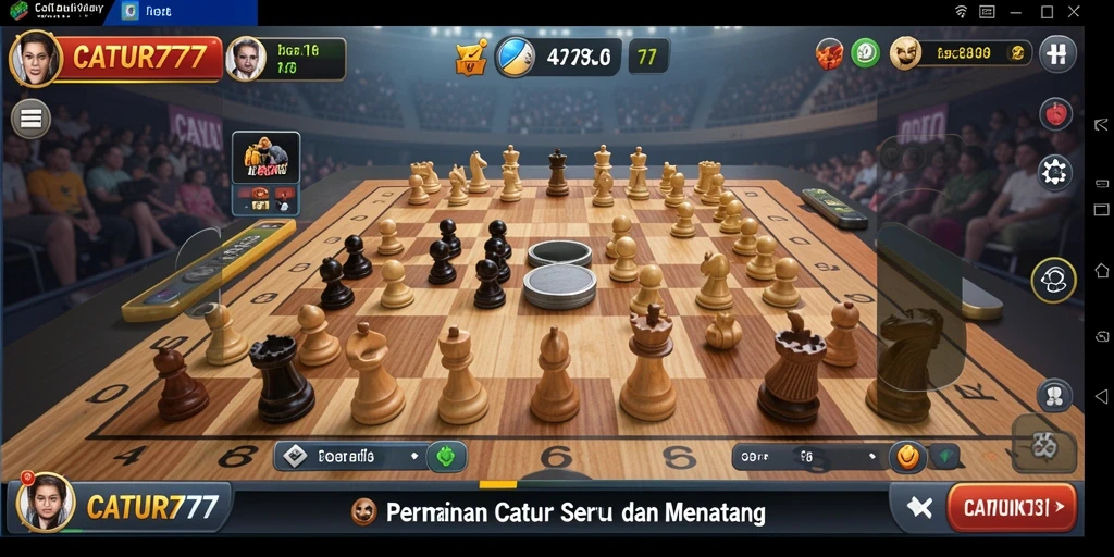 Tangkapan layar gameplay menarik dari CATUR777 dengan grafis catur yang mendetail.
