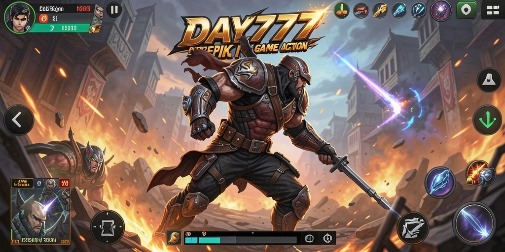 Gameplay seru DAY777 dengan pertarungan action yang mendebarkan.