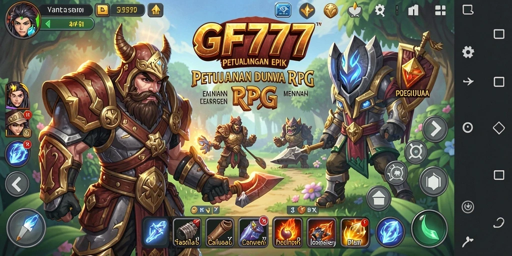 Screenshot menunjukkan aksi penuh dalam pertempuran RPG seru.