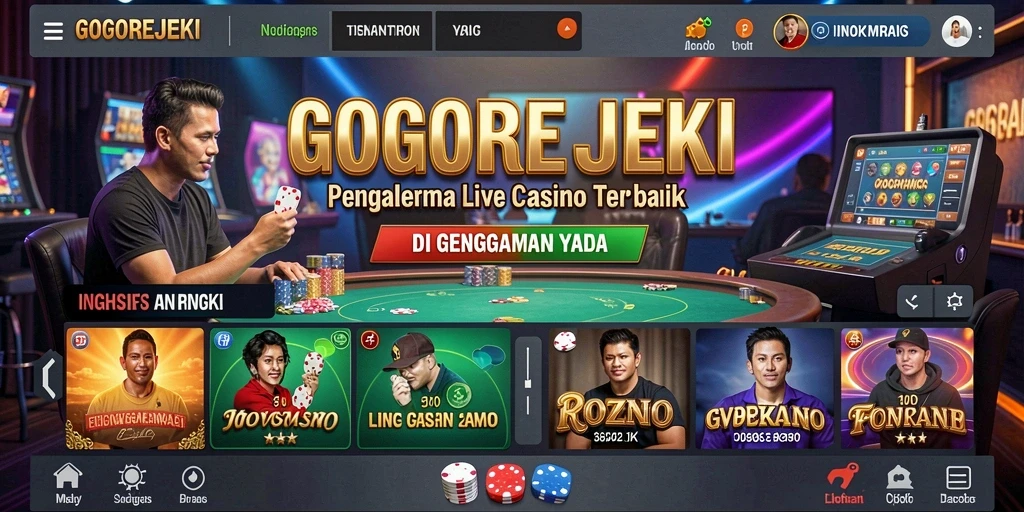 Screenshot gameplay GOGOREJEKI menampilkan suasana kasino yang hidup.