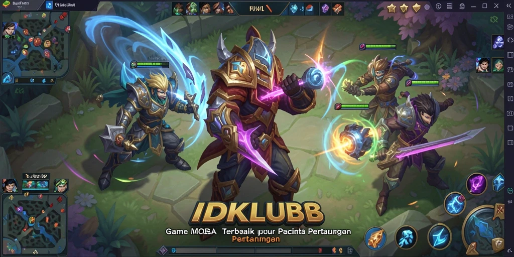 Tampilan gameplay seru dalam arena pertarungan MOBA.