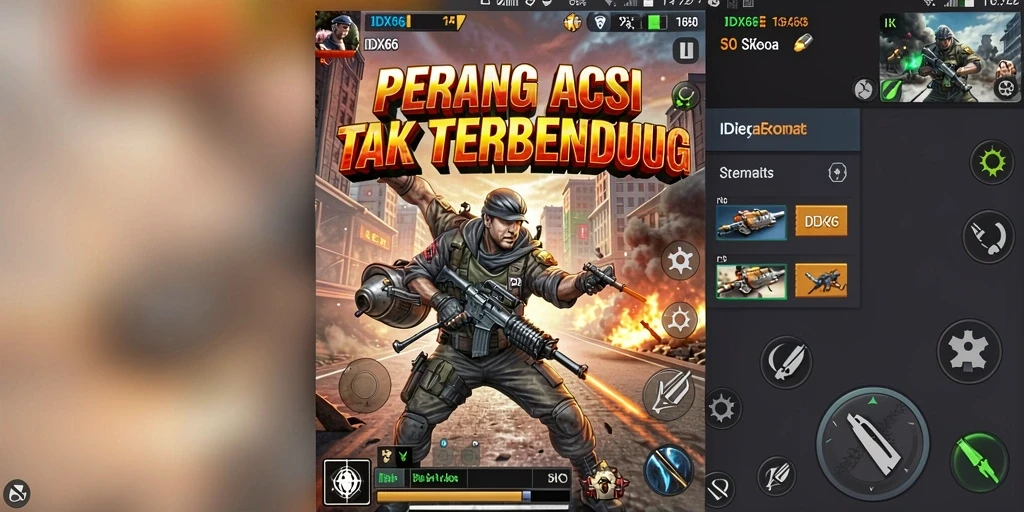Tampilan mendebarkan dari gameplay aksi dalam IDX66.