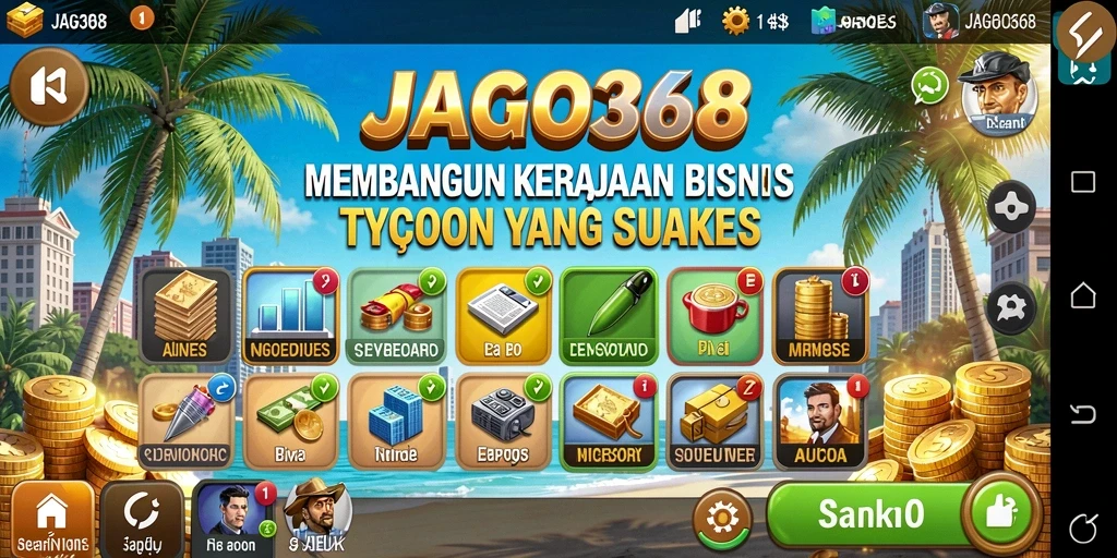 Screenshots menampilkan gameplay seru JAGO368 dengan berbagai strategi bisnis.