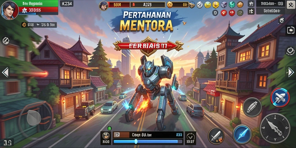 Tampilan gameplay K234 yang menegangkan dalam mode Tower Defense.