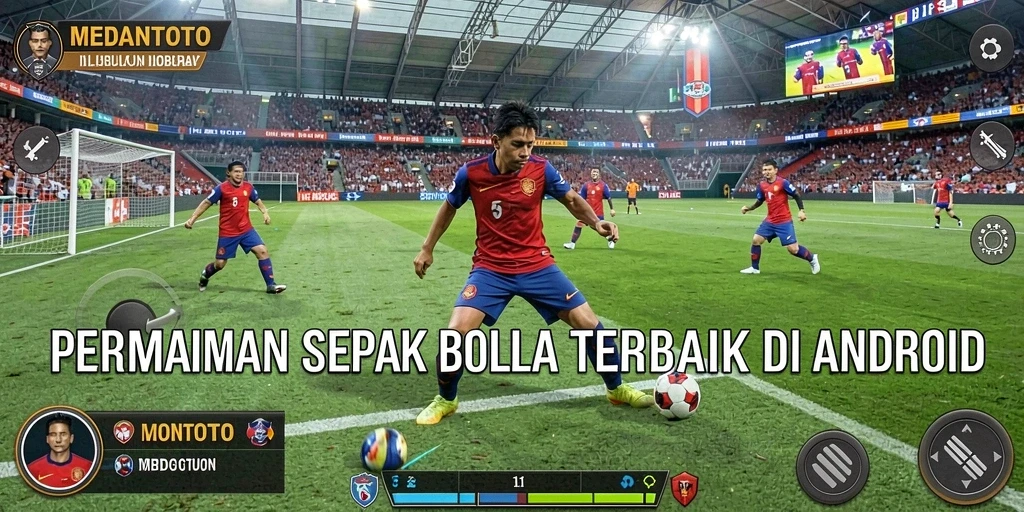 Tampilan gameplay seru dari MEDANTOTO yang menggambarkan aksi sepak bola.