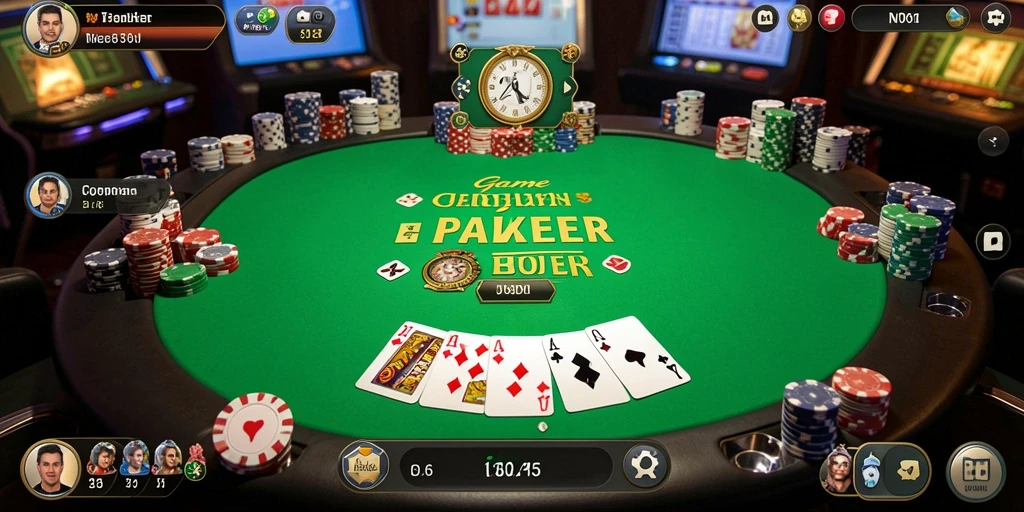 Screenshot N06 menunjukkan pemain bersaing di meja poker.
