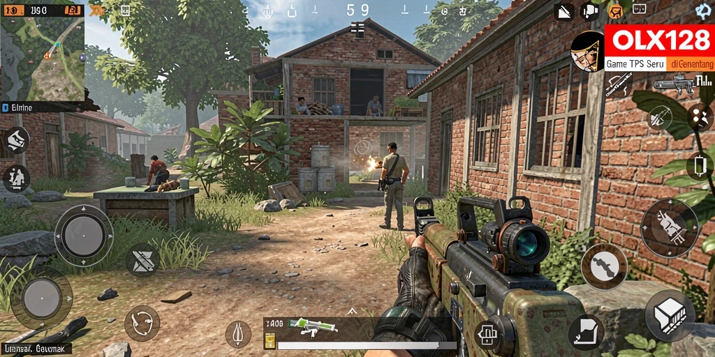 Screenshot menampilkan aksi seru dalam game TPS OLX128.