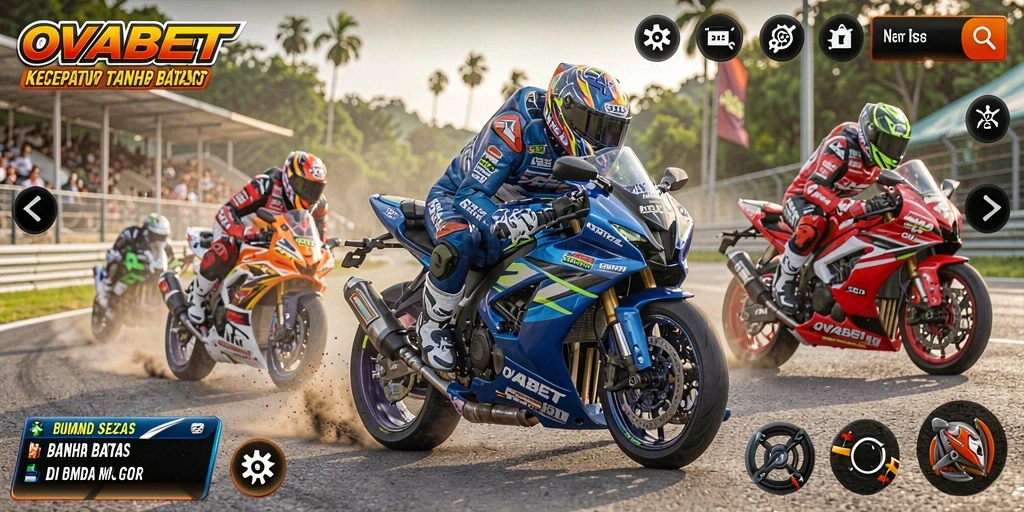 Tampilan menarik dari gameplay balapan motor yang seru.