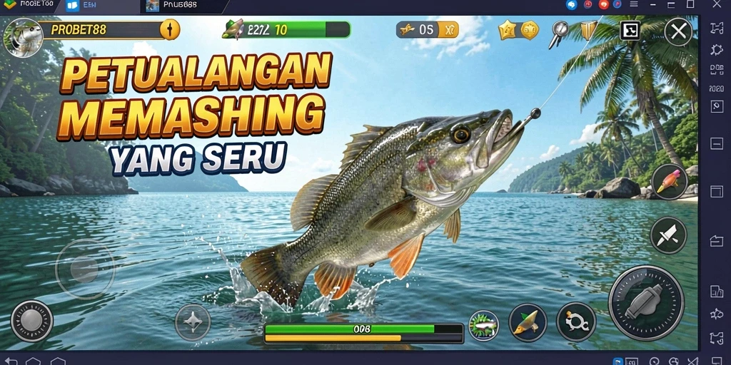 Tampilan gameplay PROBET88 yang menampilkan aksi memancing seru.
