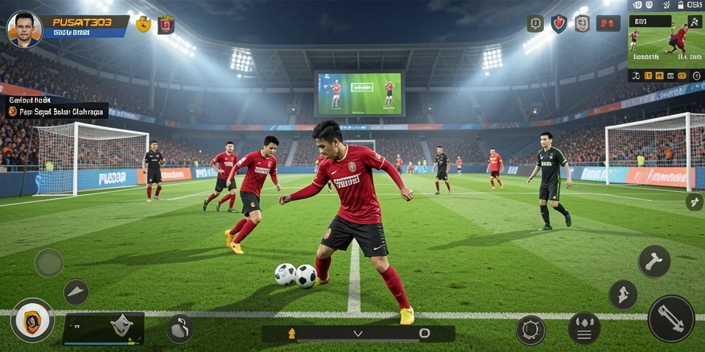 Tampilan gameplay PUSAT303 yang menegangkan dan seru dalam pertandingan sepak bola.