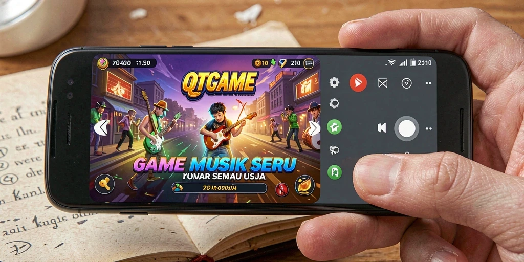 Tampilan gameplay QTGAME dengan aksi musik yang seru dan interaktif.